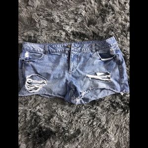 Distressed Denim Shorts